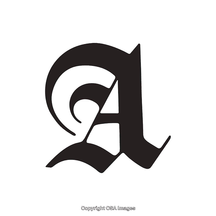 Decorative Black Letter A in Vintage Calligraphy Style