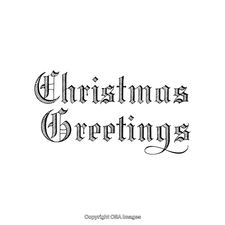 Elegant Christmas Greetings in Blackletter Calligraphy Style on White Background