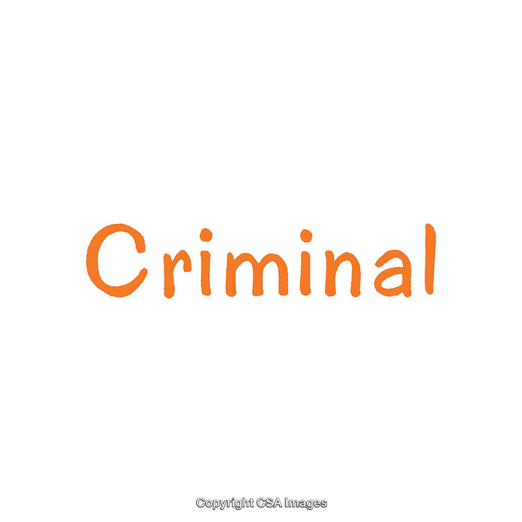 Simple Handwritten Word 'Criminal' in Orange on White Background