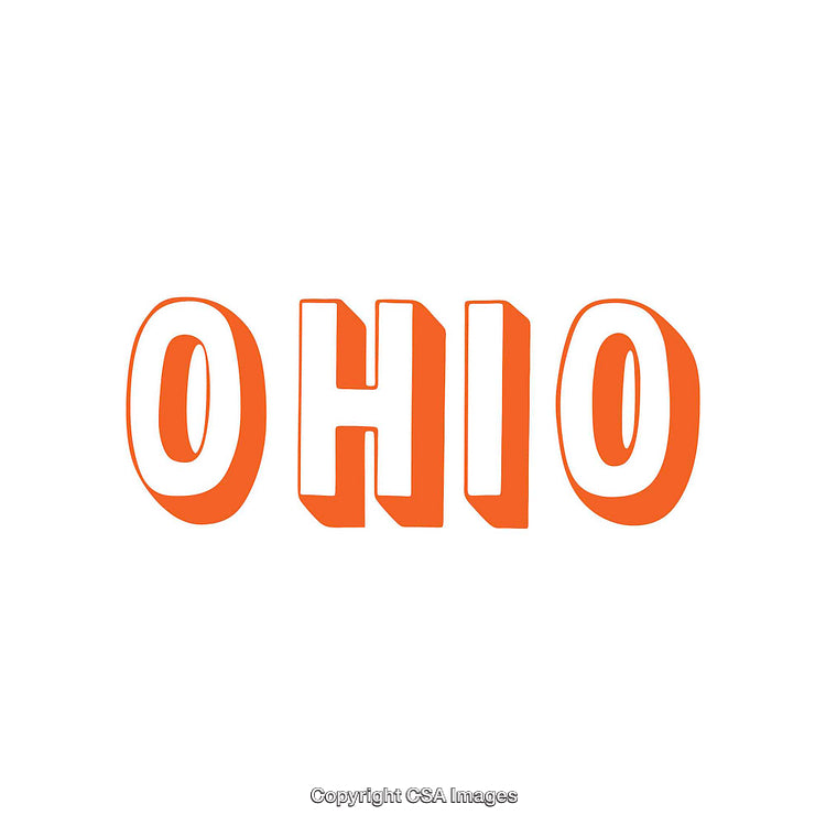 Bold Ohio Typography in Vibrant Orange On White Background