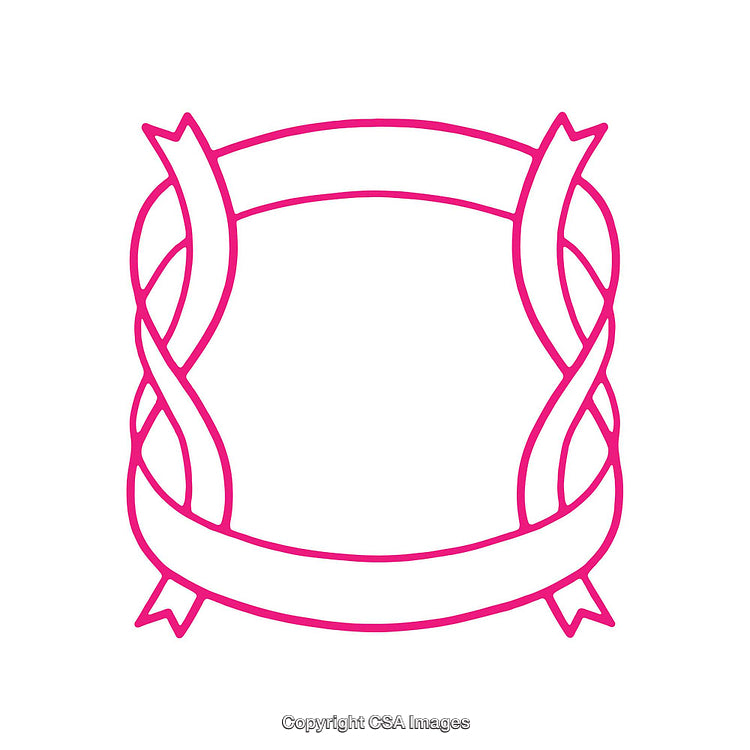 Pink Decorative Ribbon Frame With Weaving Design on White Background