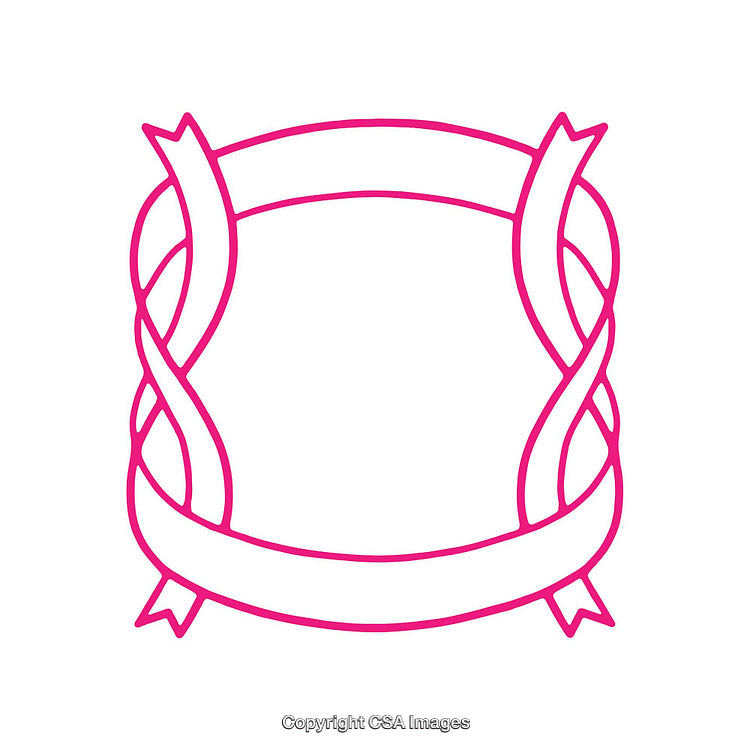Pink Decorative Ribbon Frame With Weaving Design on White Background