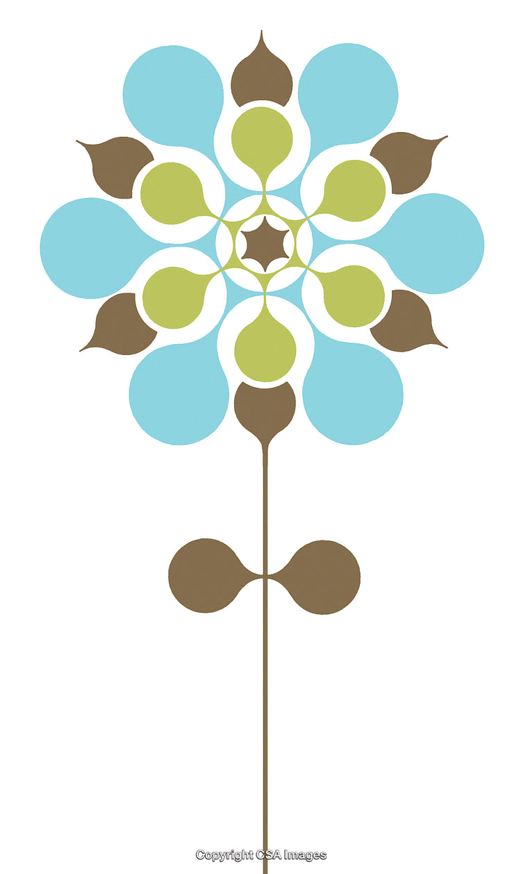 Abstract Minimal Floral Design With Geometric Shapes and Soothing Colors