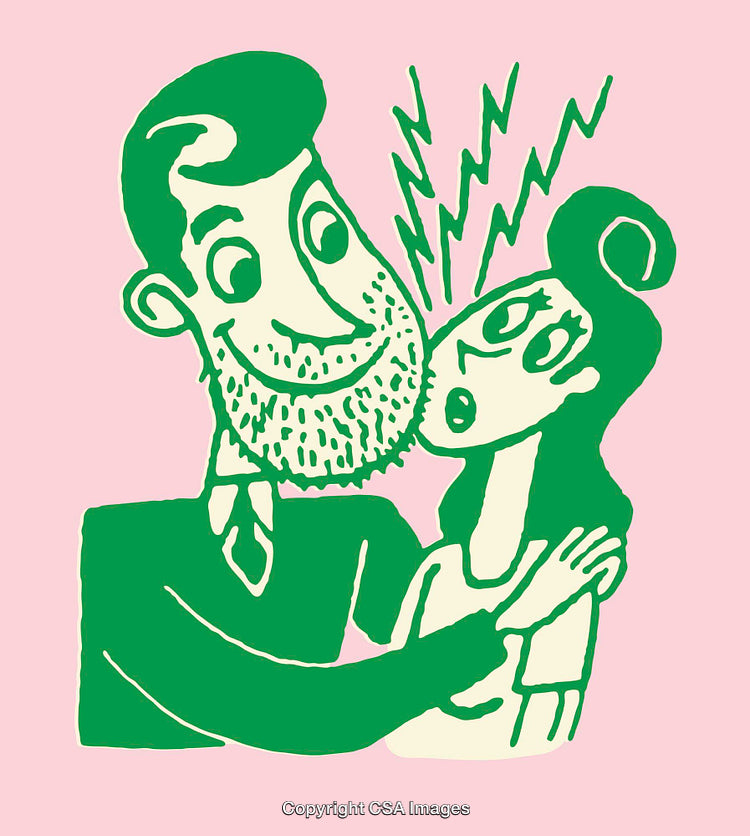 Color Line Art Illustration of Expressive Characters in an Emotional Scene