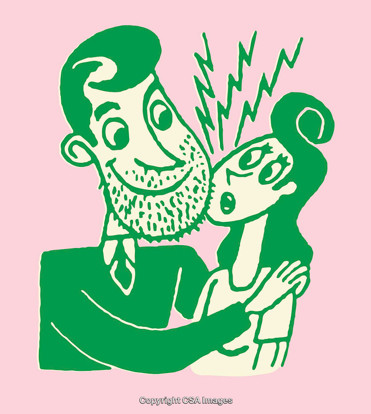 Color Line Art Illustration of Expressive Characters in an Emotional Scene