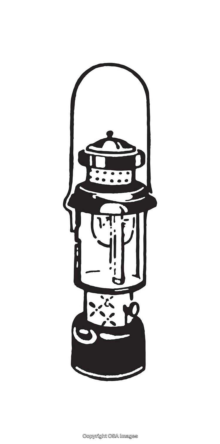 Hand-Drawn Vintage Lantern in Black and White Retro Style Design