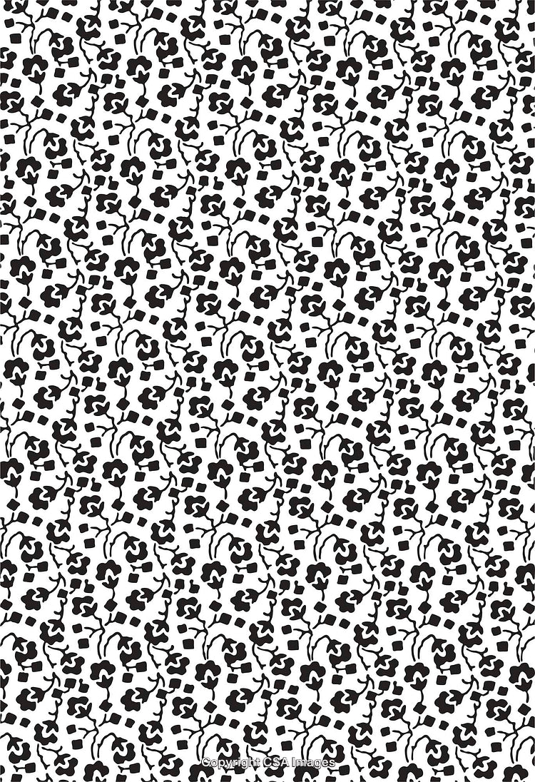 Black and White Abstract Floral Pattern with Organic Shapes