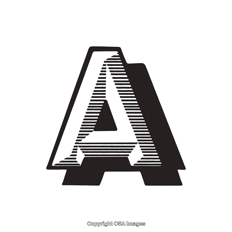 Stylized Letter A with Three-Dimensional and Line Design