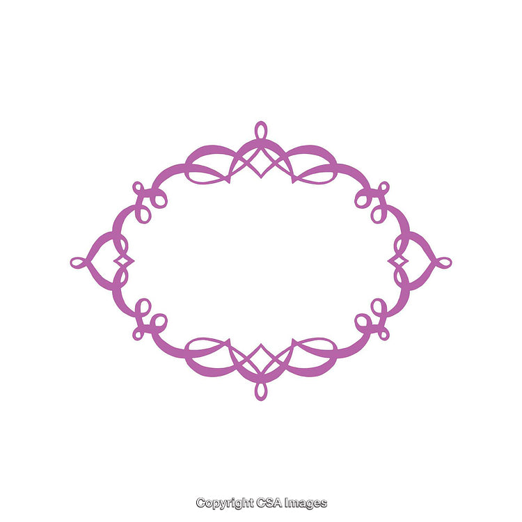 Elegant Purple Swirl Design in Ornamental Oval Shape on White Background