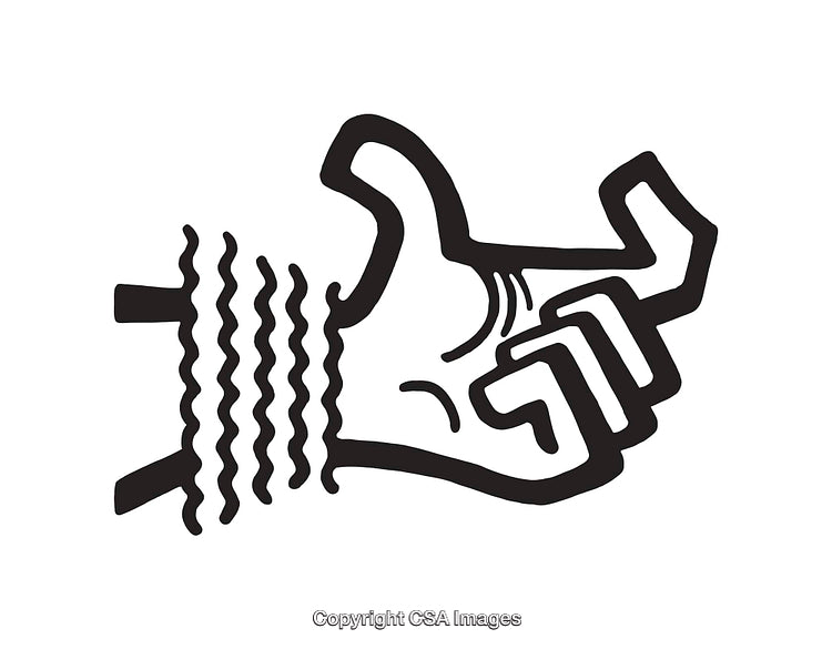 Abstract Black and White Line Art Showing a Hand and Wavy Lines