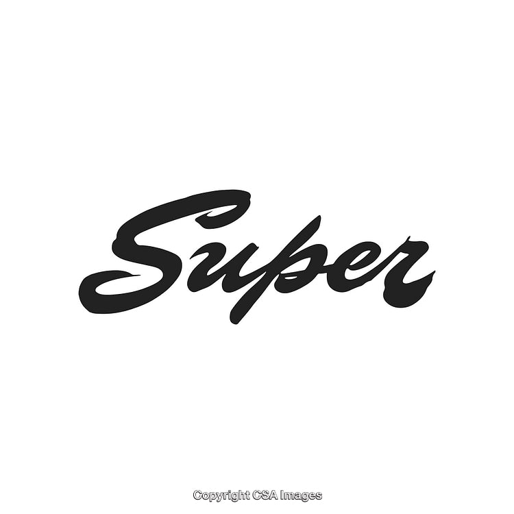 Stylish Bold Calligraphy of the Word 'Super' in Black Text on White