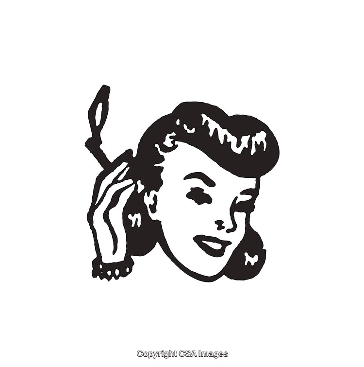 Black and White Retro Woman Illustration Holding a Cigarette