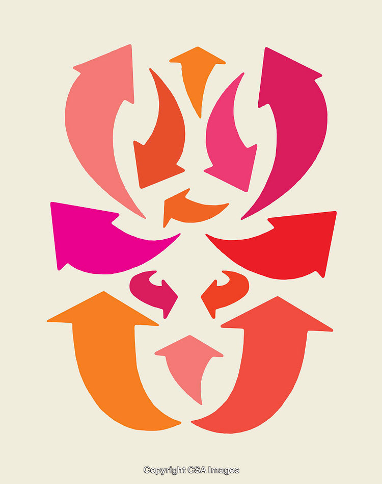 Illustrative Upward Arrows in Vibrant Warm Color Scheme