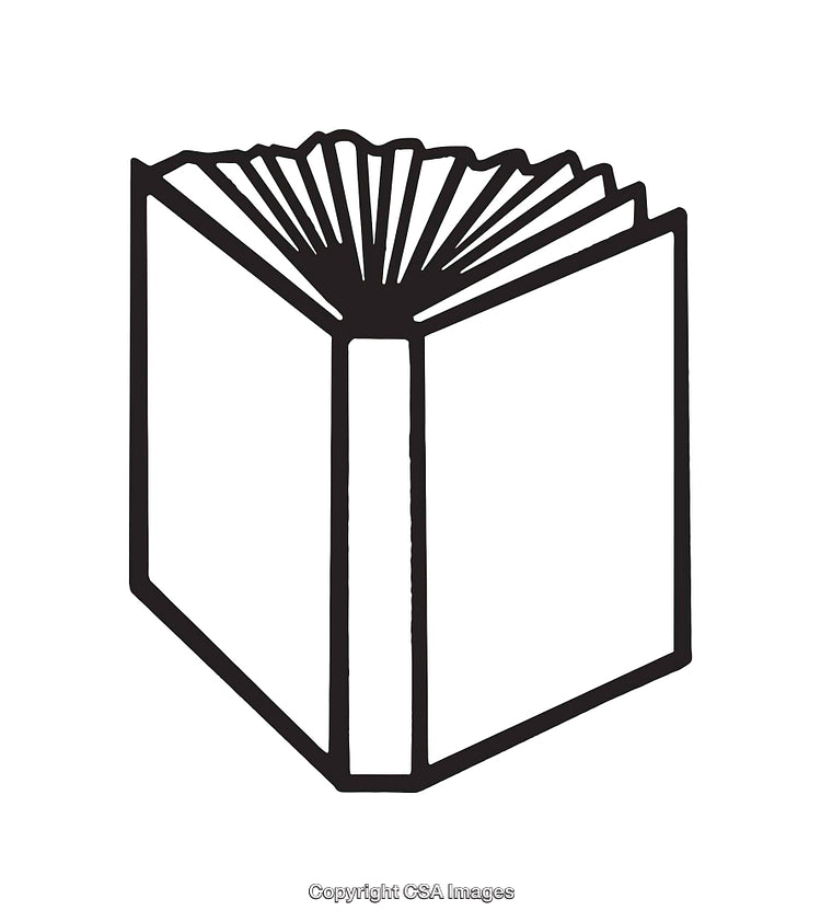 Black and White Line Art Illustration of an Open Book