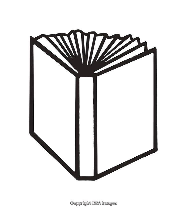Black and White Line Art Illustration of an Open Book
