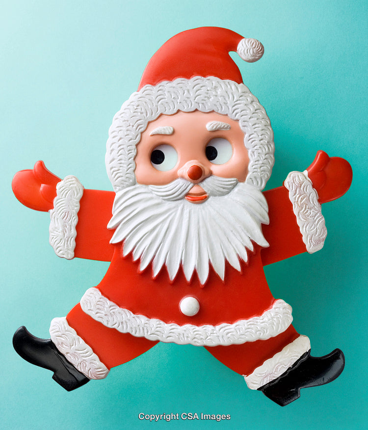 Cheerful Santa Claus Figure on Aqua Background for Christmas Decor