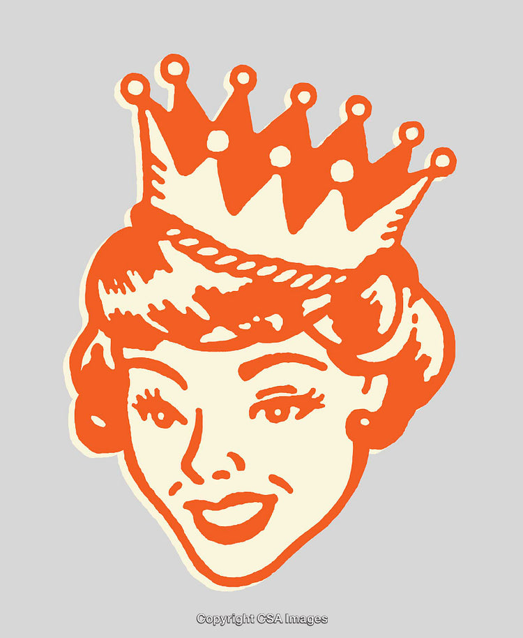 Vintage Illustration of a Woman With Crown in Classic Retro Style