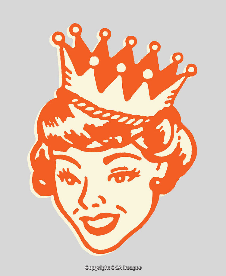 Vintage Illustration of a Woman With Crown in Classic Retro Style