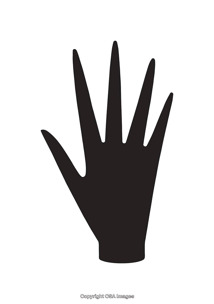 Silhouette of an Outstretched Hand in Black on White Background