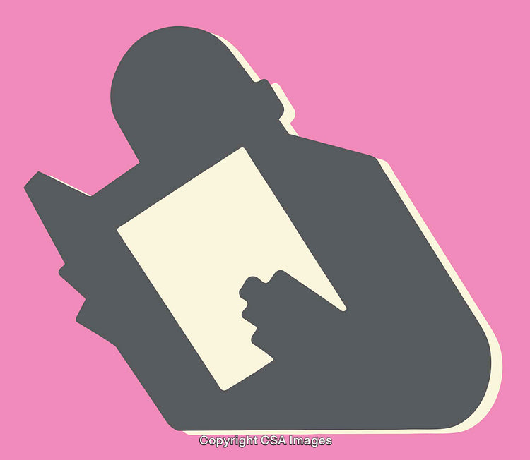 Minimalist Silhouette of a Person Reading a Book on Pink Background