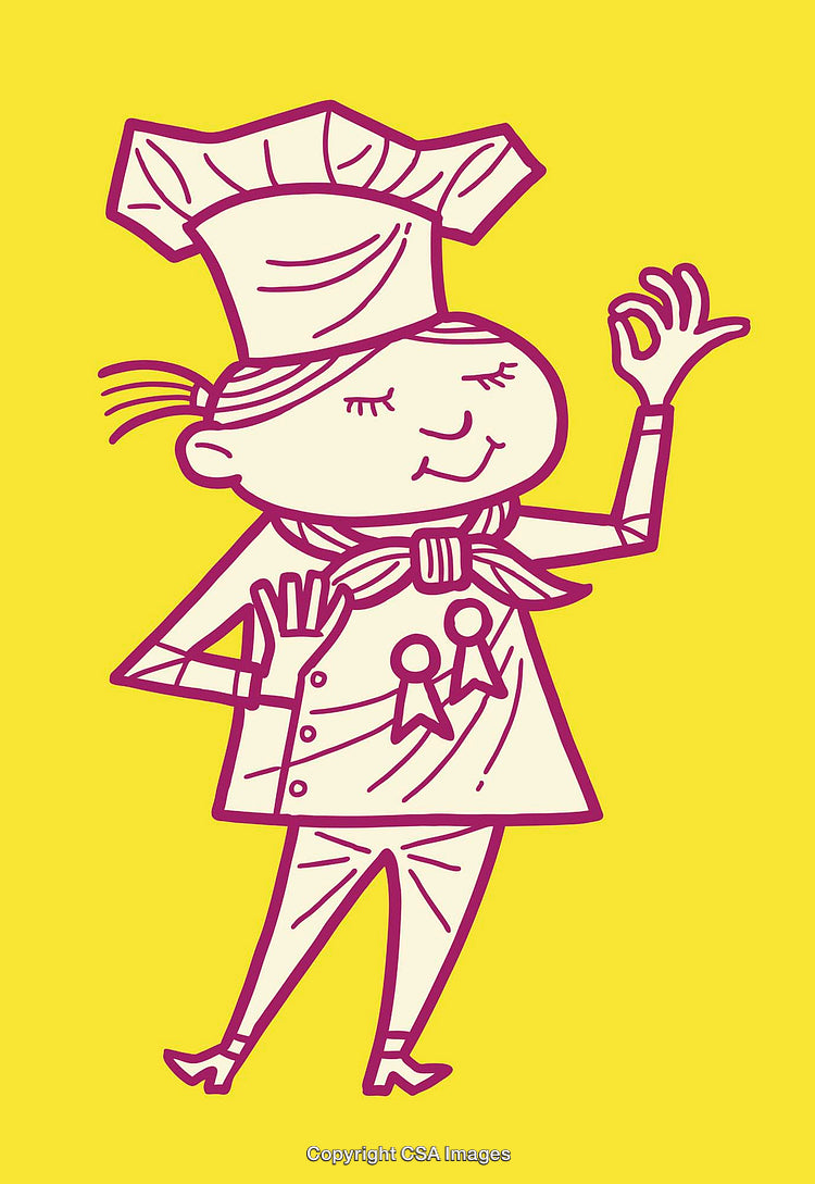 Cartoon Chef Giving a Perfect Gesture on Yellow Background