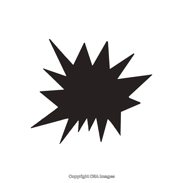 Black Silhouette of an Abstract Starburst Shape on a White Background