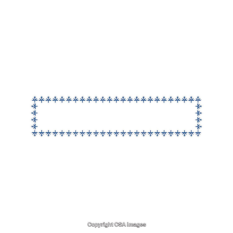 Decorative Blue Floral Border on White Background for Creative Artwork