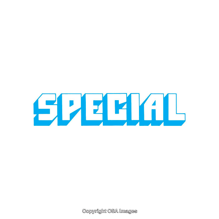 Bold Blue Typography Highlighting the Word Special on White Background