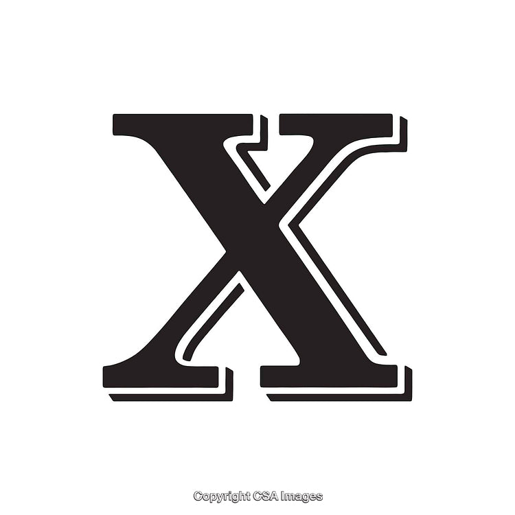 Bold Stylized Black Letter X on White Background