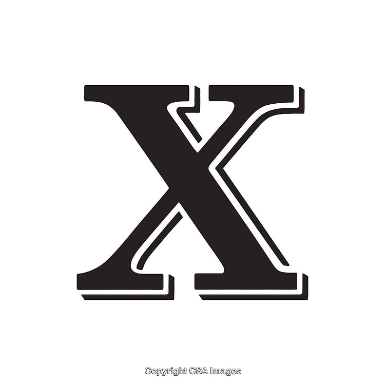 Bold Stylized Black Letter X on White Background
