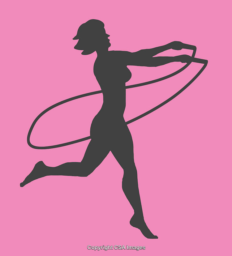 Silhouette of a Woman Hula Hooping on a Pink Background