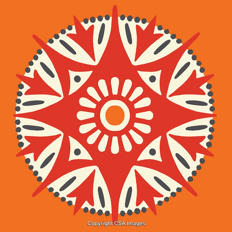 Abstract Geometric Mandala Design with Red and Orange Colors