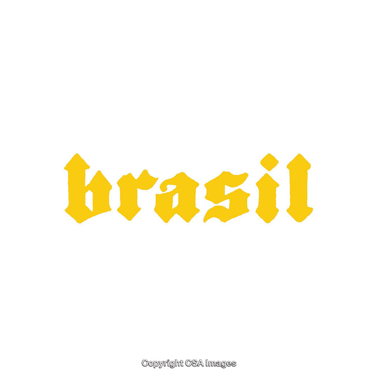 Yellow Text Design Featuring the Word 'Brasil' in Gothic Lettering