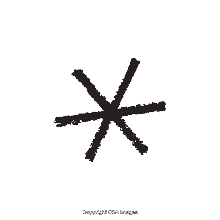 Abstract Black Brushstroke Star Shape on White Background