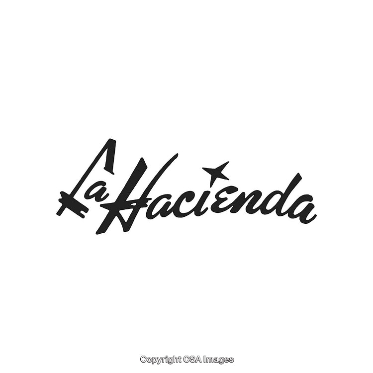 Stylish Black And White Logo Design Highlighting La Hacienda Text