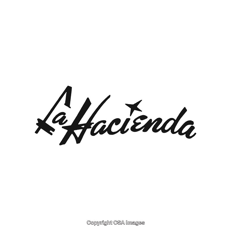 Stylish Black And White Logo Design Highlighting La Hacienda Text