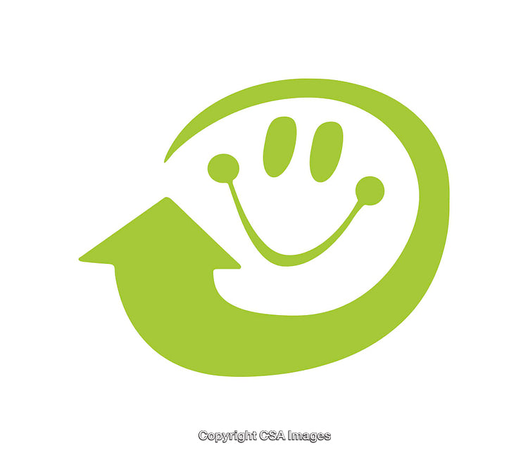 Green Smiley Face Design with an Upward Arrow for Positive Energy