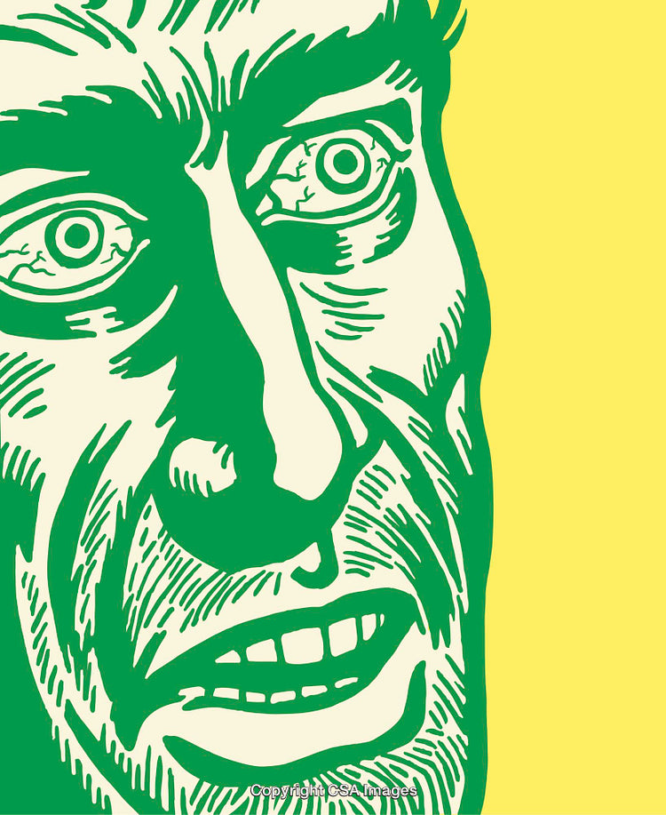 Colorful Line Art Illustration of an Expressive and Surprised Face