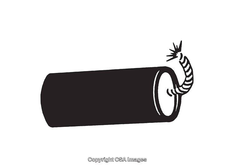 Simple Black and White Illustration of a Dynamite Firecracker