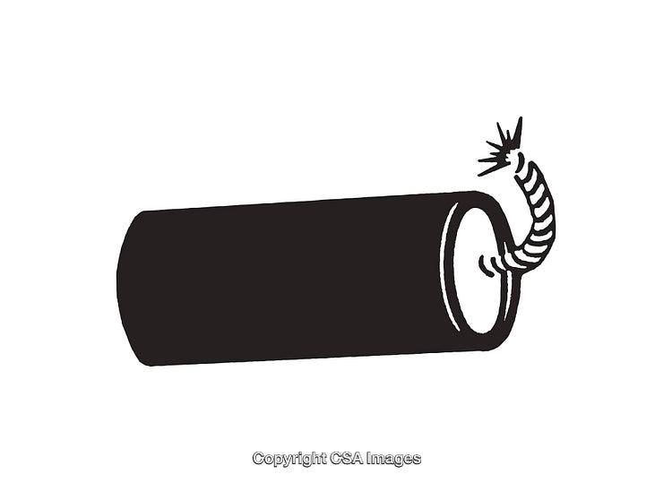 Simple Black and White Illustration of a Dynamite Firecracker