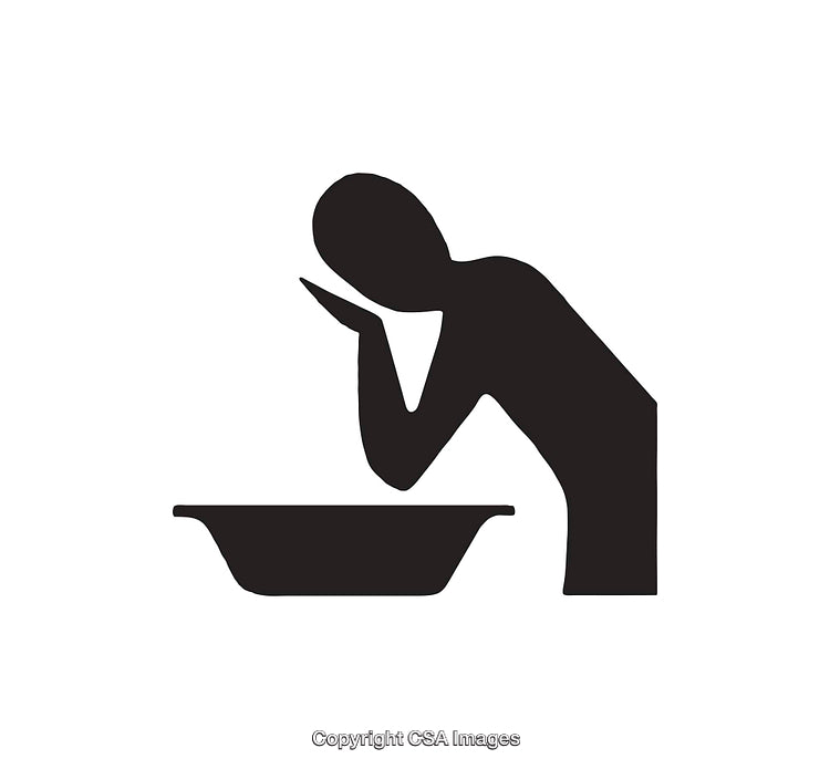 Black Silhouette of Person Washing Face in a Basin Icon
