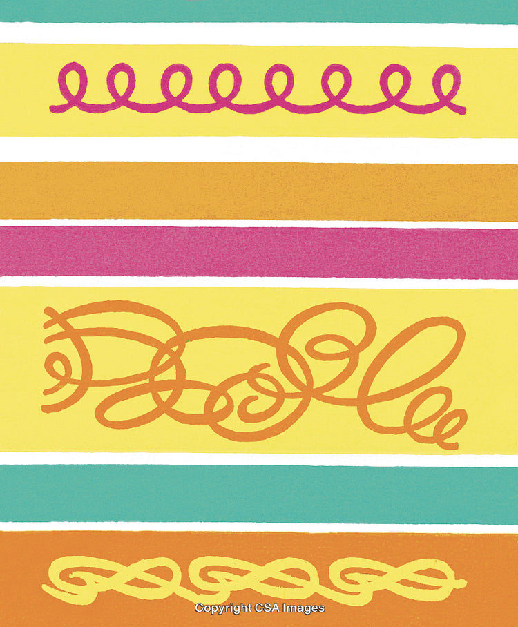 Colorful Abstract Pattern Featuring Wavy Lines and Geometric Shapes