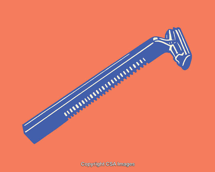 Minimalistic Illustration of a Plastic Razor on an Orange Background
