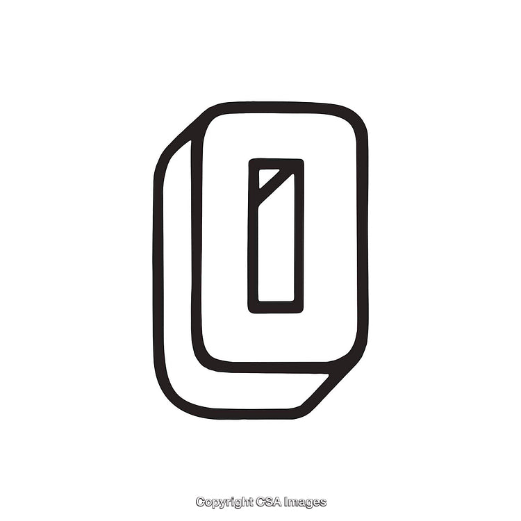 Creative Black and White Outline Illustration of the Letter O on White