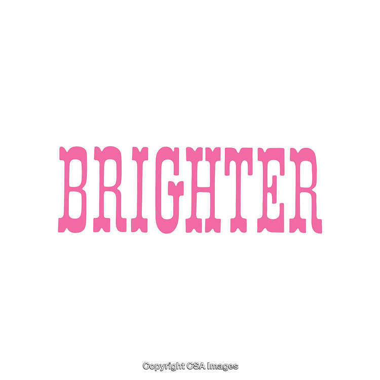 Pink 'Brighter' Text on White Background with Playful Typography
