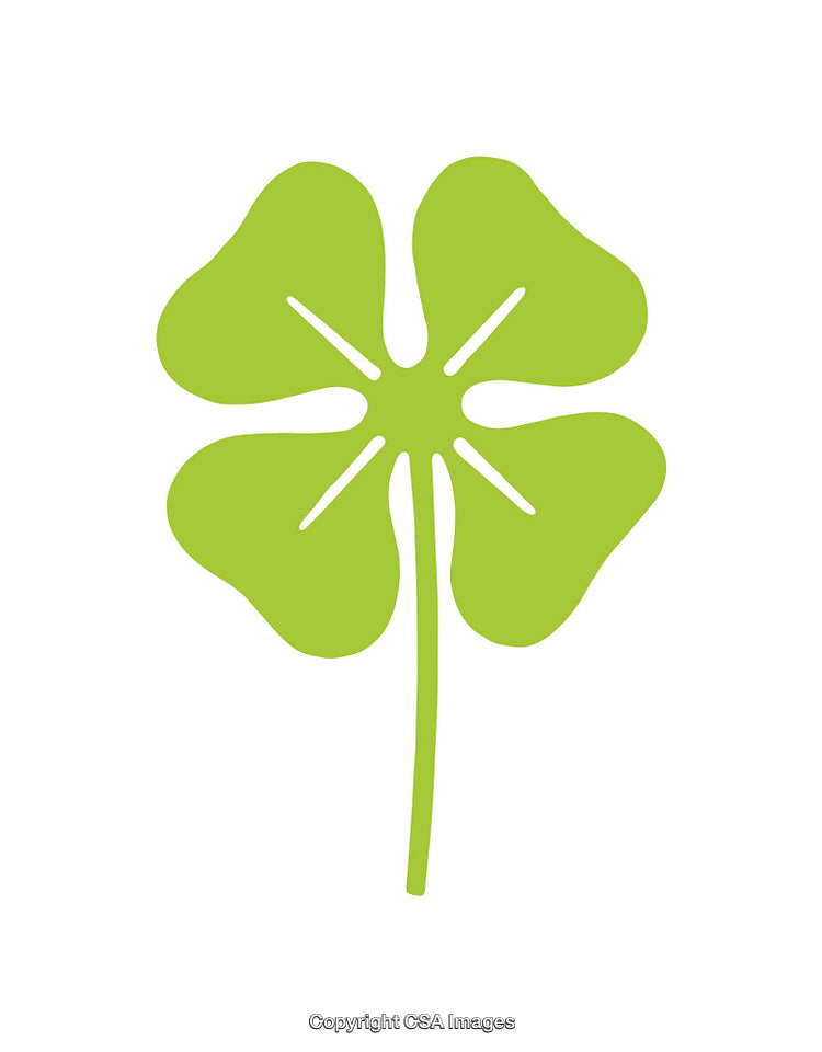 Four-Leaf Clover Icon in Green Color on White Background