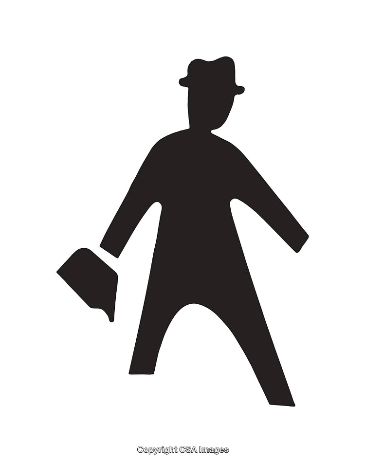 Silhouette of a Person with Briefcase Icon in Black and White