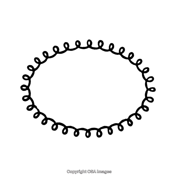 Black and White Oval Border With Looped Artistic Design Pattern