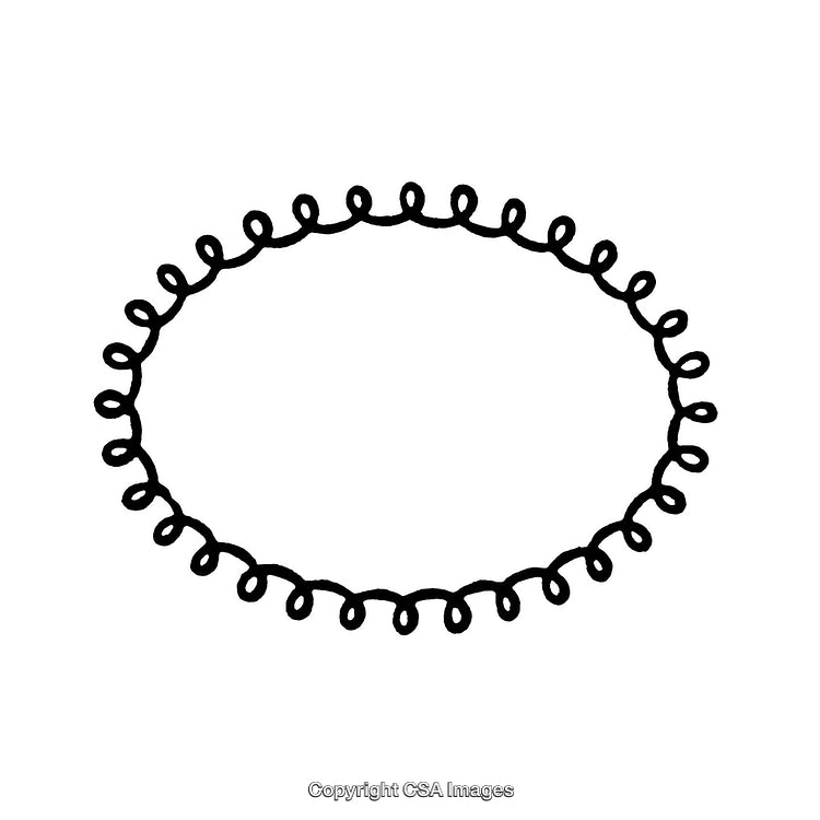 Black and White Oval Border With Looped Artistic Design Pattern