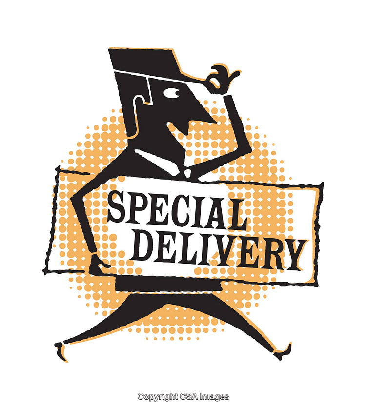 Retro-Inspired Special Delivery Illustration with a Running Cartoon Character